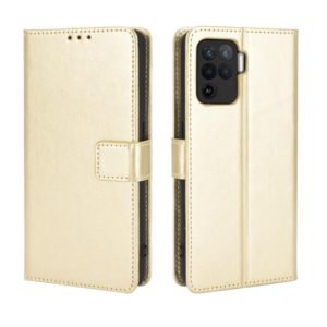 For OPPO A94 4G / F19 Pro / Reno5 F Retro Crazy Horse Texture Horizontal Flip Leather Case with Holder & Card Slots & Lanyard(Gold) (OEM)