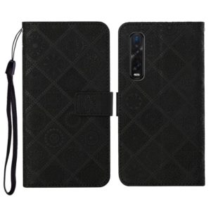 For OPPO Find X2 Pro Ethnic Style Embossed Pattern Horizontal Flip Leather Case with Holder & Card Slots & Wallet & Lanyard(Black) (OEM)