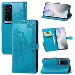 Halfway Mandala Embossing Pattern Horizontal Flip Leather Case with Holder & Card Slots & Wallet & Lanyard For vivo X60 Pro+(Blue) (OEM)