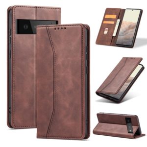 For Google Pixel 6 Pro Magnetic Dual-fold Leather Phone Case(Coffee) (OEM)