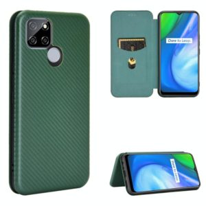 For OPPO Realme V3 Carbon Fiber Texture Horizontal Flip TPU + PC + PU Leather Case with Card Slot(Green) (OEM)