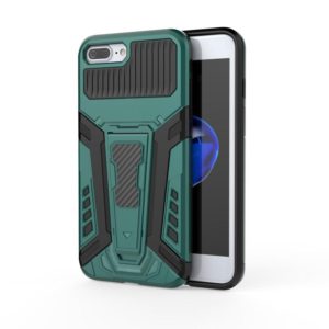 War Chariot Series Armor All-inclusive Shockproof PC + TPU Protective Case with Invisible Holder For iPhone 8 Plus / 7 Plus(Green) (OEM)