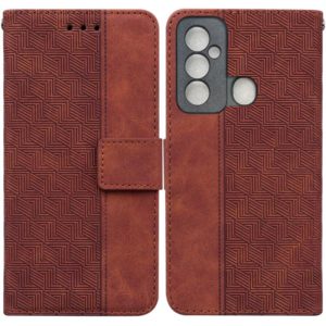 For Tecno Spark 6 GO Geometric Embossed Leather Phone Case(Brown) (OEM)