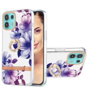 For Motorola Moto Edge 20 Lite Ring IMD Flowers TPU Phone Case(Purple Begonia) (OEM)