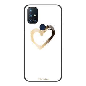 For OnePlus Nord N10 5G Colorful Painted Glass Phone Case(Golden Love) (OEM)