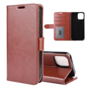 For iPhone 12 / 12 Pro R64 Texture Single Horizontal Flip Protective Case with Holder & Card Slots & Wallet& Photo Frame(Brown) (OEM)