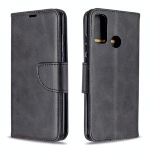 For Huawei P Smart (2020) Retro Lambskin Texture Pure Color Horizontal Flip PU Leather Case with Holder & Card Slots & Wallet & Lanyard(Black) (OEM)
