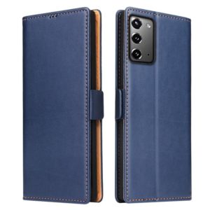 For Samsung Galaxy Note20 Fierre Shann PU Genuine Leather Texture Horizontal Flip Leather Case with Holder & Card Slots & Wallet(Blue) (FIERRE SHANN) (OEM)