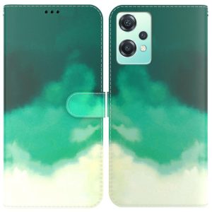 For OnePlus Nord CE 2 Lite 5G Watercolor Pattern Horizontal Flip Leather Phone Case(Cyan Green) (OEM)