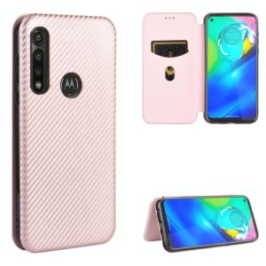 For Motorola Moto G Power Carbon Fiber Texture Horizontal Flip TPU + PC + PU Leather Case with Rope & Card Slot(Pink) (OEM)
