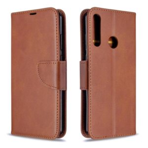 For Huawei Y6P Retro Lambskin Texture Pure Color Horizontal Flip PU Leather Case with Holder & Card Slots & Wallet & Lanyard(Brown) (OEM)