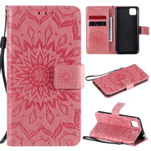 For Huawei Y5p/Honor 9S Embossed Sunflower Pattern Horizontal Flip PU Leather Case with Holder & Card Slots & Wallet & Lanyard(Pink) (OEM)