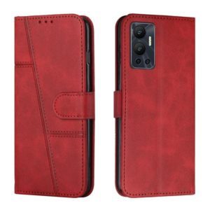 For Infinix Hot 12 Stitching Calf Texture Buckle Leather Phone Case(Red) (OEM)