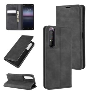 For Sony Xperia 1 II Retro-skin Business Magnetic Suction Leather Case with Holder & Card Slots & Wallet(Black) (OEM)