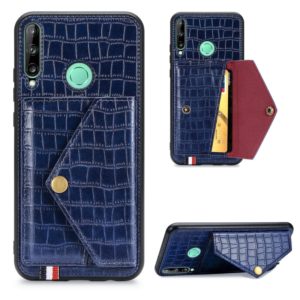 For Huawei Y7P/P40 Lite E Crocodile Pattern Envelope Card Package Phone Case With Magnet And Bracket Function(Blue) (OEM)