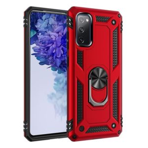 For Samsung Galaxy S20 FE 5G Shockproof TPU + PC Protective Case with 360 Degree Rotating Holder(Red) (OEM)