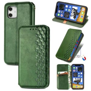 For iPhone 12 mini Cubic Grid Pressed Horizontal Flip Magnetic PU Leather Case with Holder & Card Slots & Wallet(Green) (OEM)