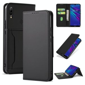 For Huawei Y6(2019) / Honor 8A Strong Magnetism Liquid Feel Horizontal Flip Leather Case with Holder & Card Slots & Wallet(Black) (OEM)