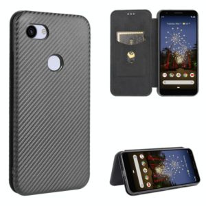 For Google Pixel 3a XL Carbon Fiber Texture Horizontal Flip TPU + PC + PU Leather Case with Card Slot(Black) (OEM)