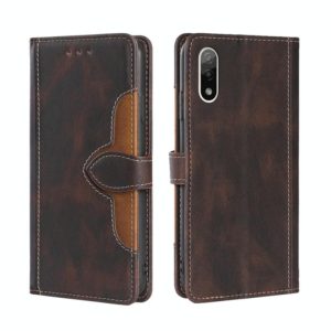 For Sony Xperia Ace II Skin Feel Straw Hat Magnetic Buckle Leather Phone Case(Brown) (OEM)