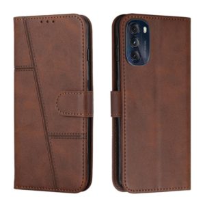 For Motorola Moto G 5G 2022 Stitching Calf Texture Buckle Leather Phone Case(Brown) (OEM)