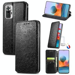 For Xiaomi Redmi Note 10 Pro Blooming Mandala Embossed Pattern Magnetic Horizontal Flip Leather Case with Holder & Card Slots & Wallet(Black) (OEM)