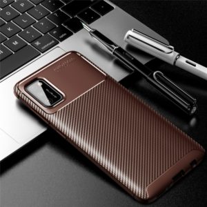 For Galaxy A41 Carbon Fiber Texture Shockproof TPU Case(Brown) (OEM)