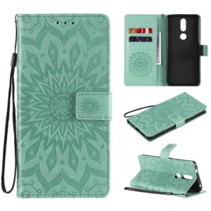 For Nokia 2.4 Sun Embossing Pattern Horizontal Flip Leather Case with Card Slot & Holder & Wallet & Lanyard(Green) (OEM)