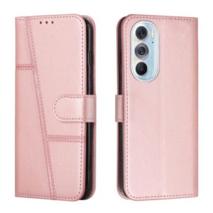 For Motorola Edge X30 Stitching Calf Texture Buckle Leather Phone Case(Pink) (OEM)