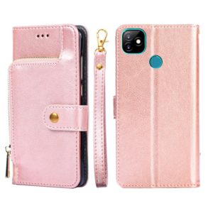 For Itel Vision 1 Zipper Bag Leather Phone Case(Rose Gold) (OEM)