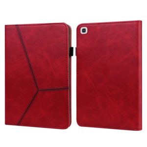 For Samsung Galaxy Tab A7 10.4 (2020) T500/T505 Solid Color Embossed Striped Leather Tablet Case(Red) (OEM)
