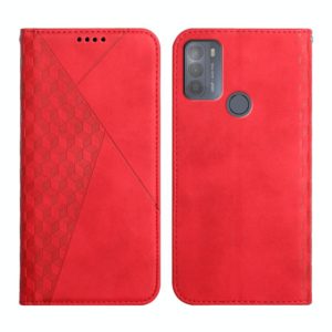 For Motorola Moto G50 Diamond Pattern Splicing Skin Feel Magnetic Horizontal Flip Leather Case with Card Slots & Holder & Wallet(Red) (OEM)
