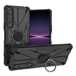 For Sony Xperia 1 IV Armor Bear Shockproof PC + TPU Phone Case with Ring(Black) (OEM)