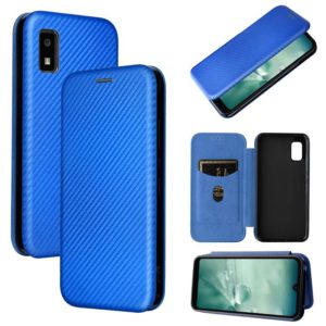 For Sharp Aquos Wish SHG06 Carbon Fiber Texture Horizontal Flip PU Phone Case(Blue) (OEM)