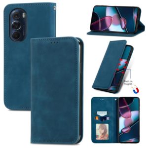 For Motorola Edge X30 Retro Skin Feel Magnetic Horizontal Flip Leather Phone Case(Blue) (OEM)