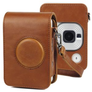 Full Body Camera Retro PU Leather Case Bag with Strap for FUJIFILM instax mini Liplay (Brown) (OEM)