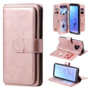 For Samsung Galaxy S9 Multifunctional Magnetic Copper Buckle Horizontal Flip Solid Color Leather Case with 10 Card Slots & Wallet & Holder & Photo Frame(Rose Gold) (OEM)
