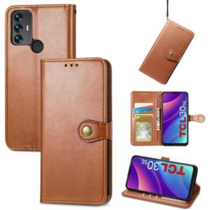 For TCL 30 SE Retro Solid Color Buckle Leather Phone Case(Brown) (OEM)