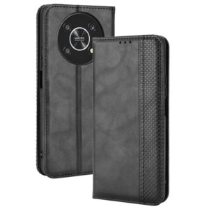 For Honor X9 5G / Magic4 Lite / X30 Magnetic Buckle Retro Crazy Horse Leather Phone Case(Black) (OEM)