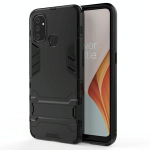 For OnePlus Nord N100 Shockproof PC + TPU Protective Case with Hidden Holder(Black) (OEM)