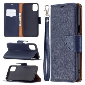 For LG K42 Litchi Texture Pure Color Horizontal Flip Leather Case with Holder & Card Slots & Wallet & Lanyard(Dark Blue) (OEM)