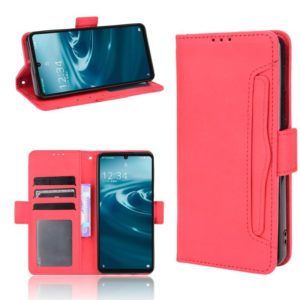 For Sharp Aquos Sense6 Skin Feel Calf Pattern Horizontal Flip Leather Case with Holder & Card Slots & Photo Frame(Red) (OEM)