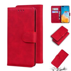 For Huawei P40 Pro Skin Feel Pure Color Flip Leather Phone Case(Red) (OEM)