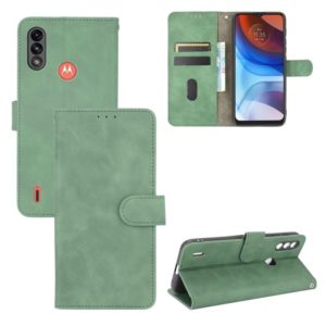 For Motorola Moto E7 Power Solid Color Skin Feel Magnetic Buckle Horizontal Flip Calf Texture PU Leather Case with Holder & Card Slots & Wallet(Green) (OEM)