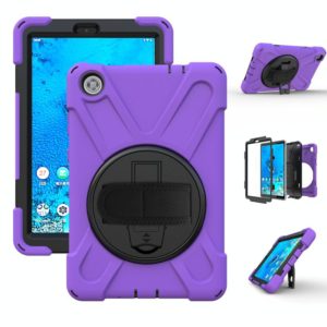 For Lenovo Tab M8 Shockproof Colorful Silicone + PC Protective Case with Holder & Hand Grip Strap & Shoulder Strap(Purple) (OEM)
