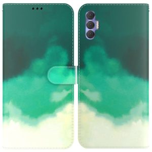 For Tecno Spark 8P Watercolor Pattern Horizontal Flip Leather Phone Case(Cyan Green) (OEM)