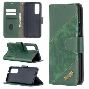 For Huawei P smart 2021 / Y7a Matching Color Crocodile Texture Horizontal Flip PU Leather Case with Wallet & Holder & Card Slots(Green) (OEM)