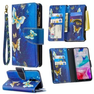 For Xiaomi Redmi 8 Colored Drawing Pattern Zipper Horizontal Flip Leather Case with Holder & Card Slots & Wallet(Gold Butterfly) (OEM)