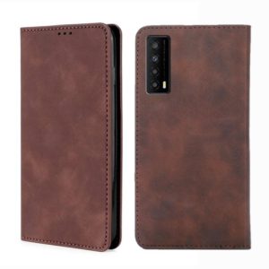 For TCL Stylus 5G Skin Feel Magnetic Horizontal Flip Leather Phone Case(Dark Brown) (OEM)