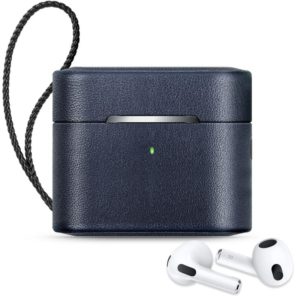 Wireless Earphone Protective Shell Leather Case Split Storage Box For Airpods 3(Deep Blue) (OEM)